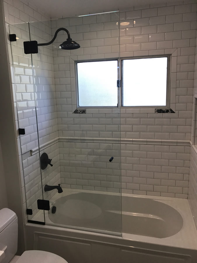 Frameless Glass Shower Enclosure Over Tub Patriot Glass And Mirror San Diego Ca 9080