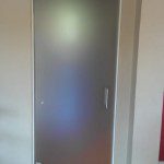 3/8 Acid Etched tempered glass door with brushed nickel hardware