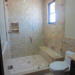 Frameless 38 Glass Shower Enclosure With Polished Nickel Hardware In Racho Santa Fe