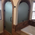 Custom Frosted Arched Shower Door And Glass