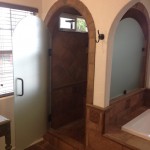 Custom Shower Door Arched And Etched