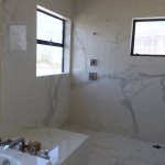 Custom Bath Shower Glas Panel Installation